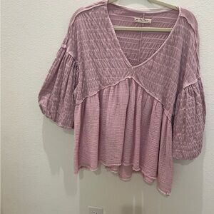 Free People pink top. Bell sleeves
